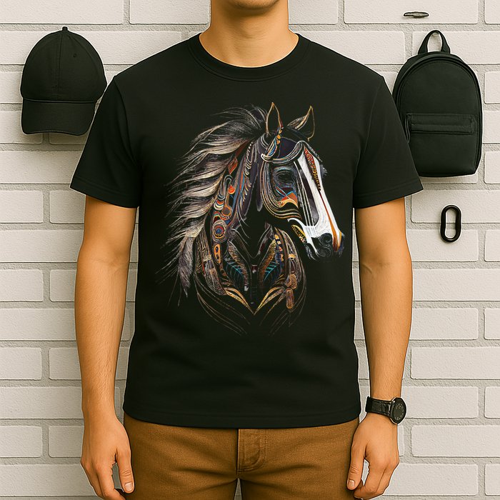 Horse Tribal Abstract Art Native American Graphic T-Shirt
