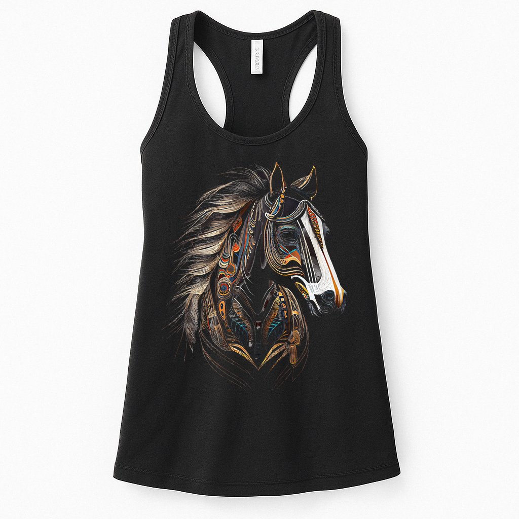 Horse Tribal Abstract Art Native American Graphic Womens Tank Top
