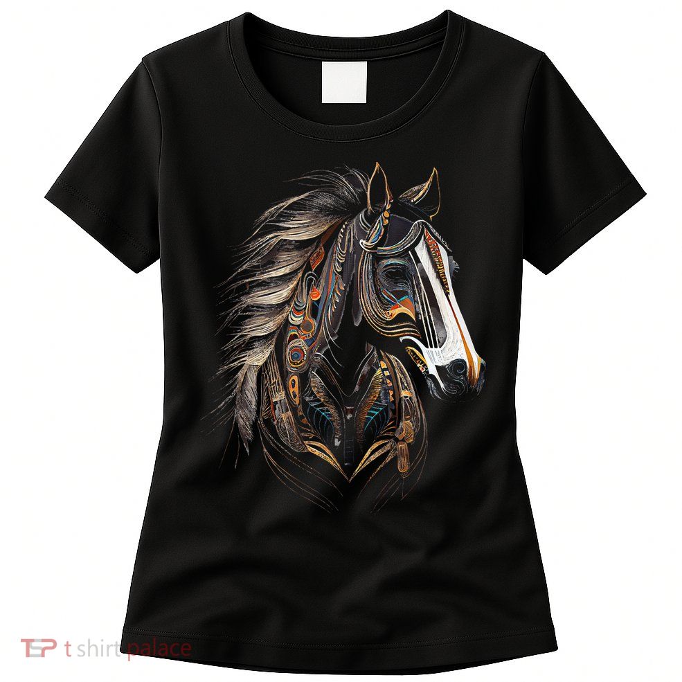 Horse Tribal Abstract Art Native American Graphic Womens T-Shirt