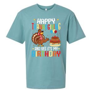 Happy Thanksgiving And Yes ItS My Birthday Thanksgiving Gift Sueded Cloud Jersey T-Shirt