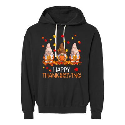Happy Thanksgiving Autumn Fall Gnomes Garment-Dyed Fleece Hoodie
