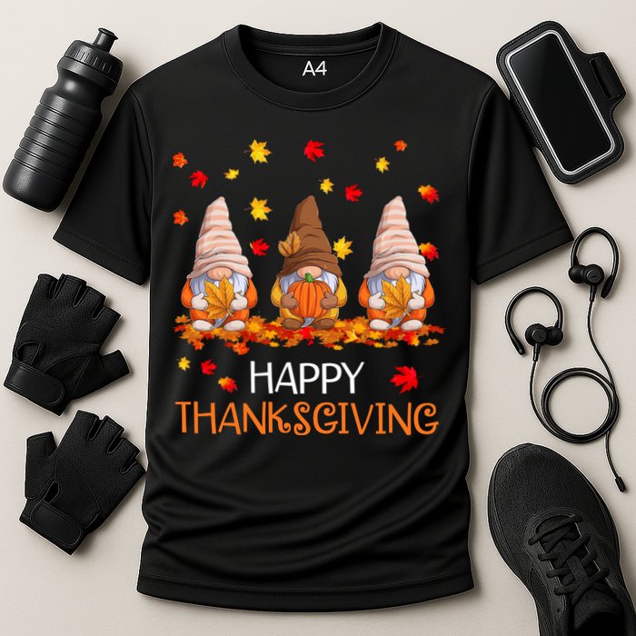 Happy Thanksgiving Autumn Fall Gnomes Cooling Performance Crew T-Shirt