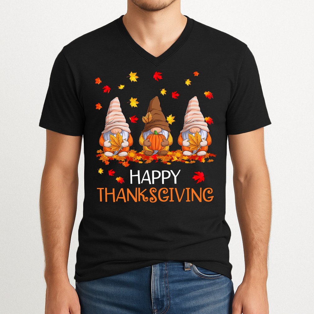 Happy Thanksgiving Autumn Fall Gnomes V-Neck T-Shirt