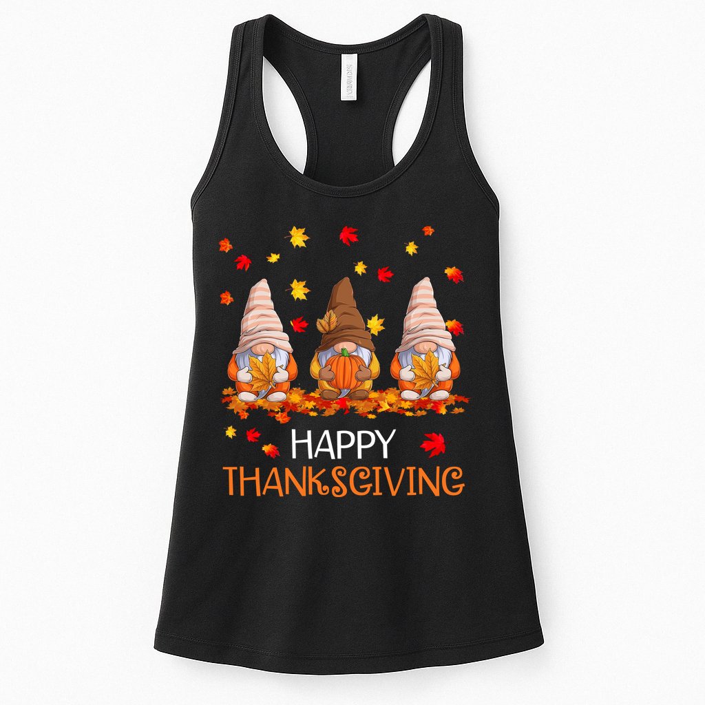 Happy Thanksgiving Autumn Fall Gnomes Womens Tank Top