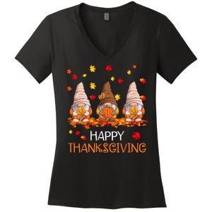 Happy Thanksgiving Autumn Fall Gnomes Women's V-Neck T-Shirt