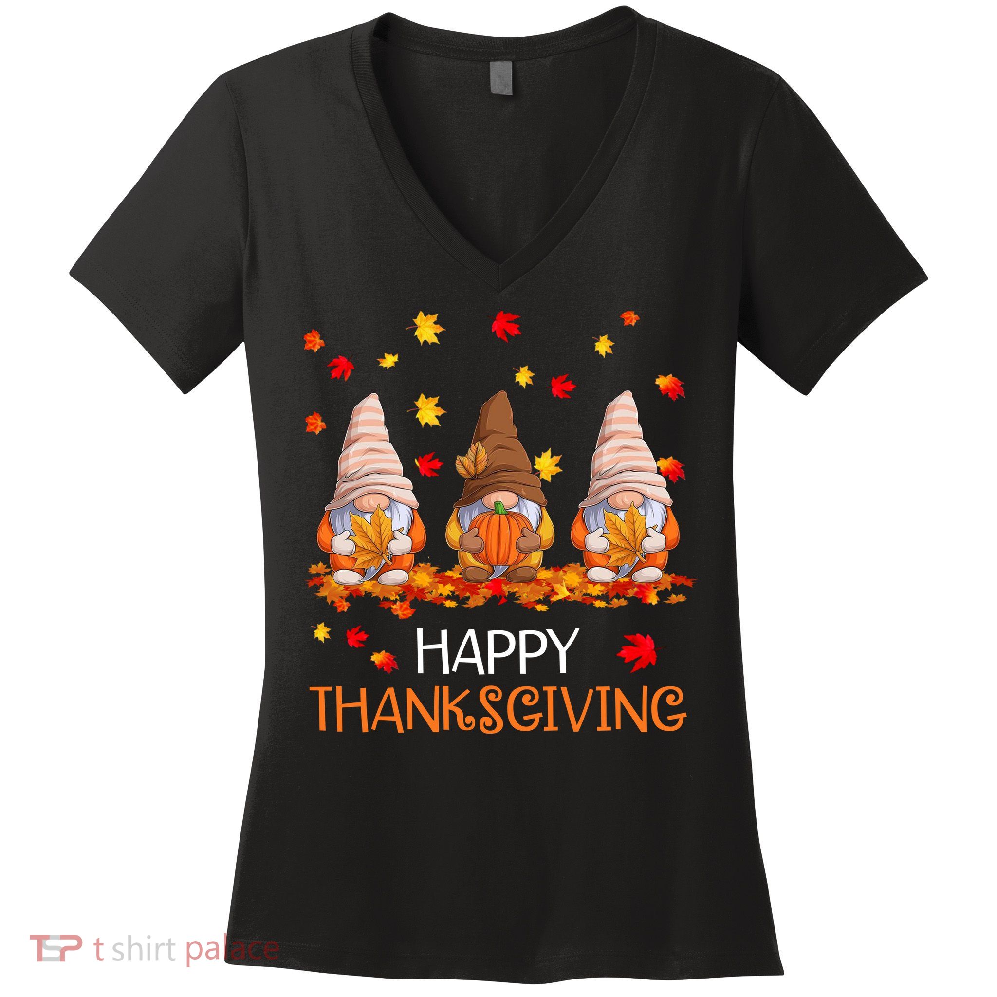 Happy Thanksgiving Autumn Fall Gnomes Women's V-Neck T-Shirt
