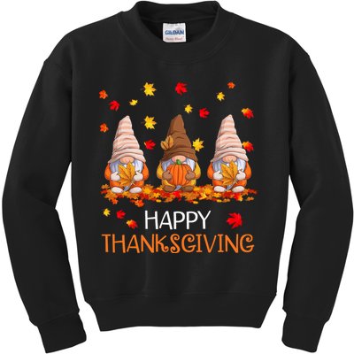 Happy Thanksgiving Autumn Fall Gnomes Kids Sweatshirt
