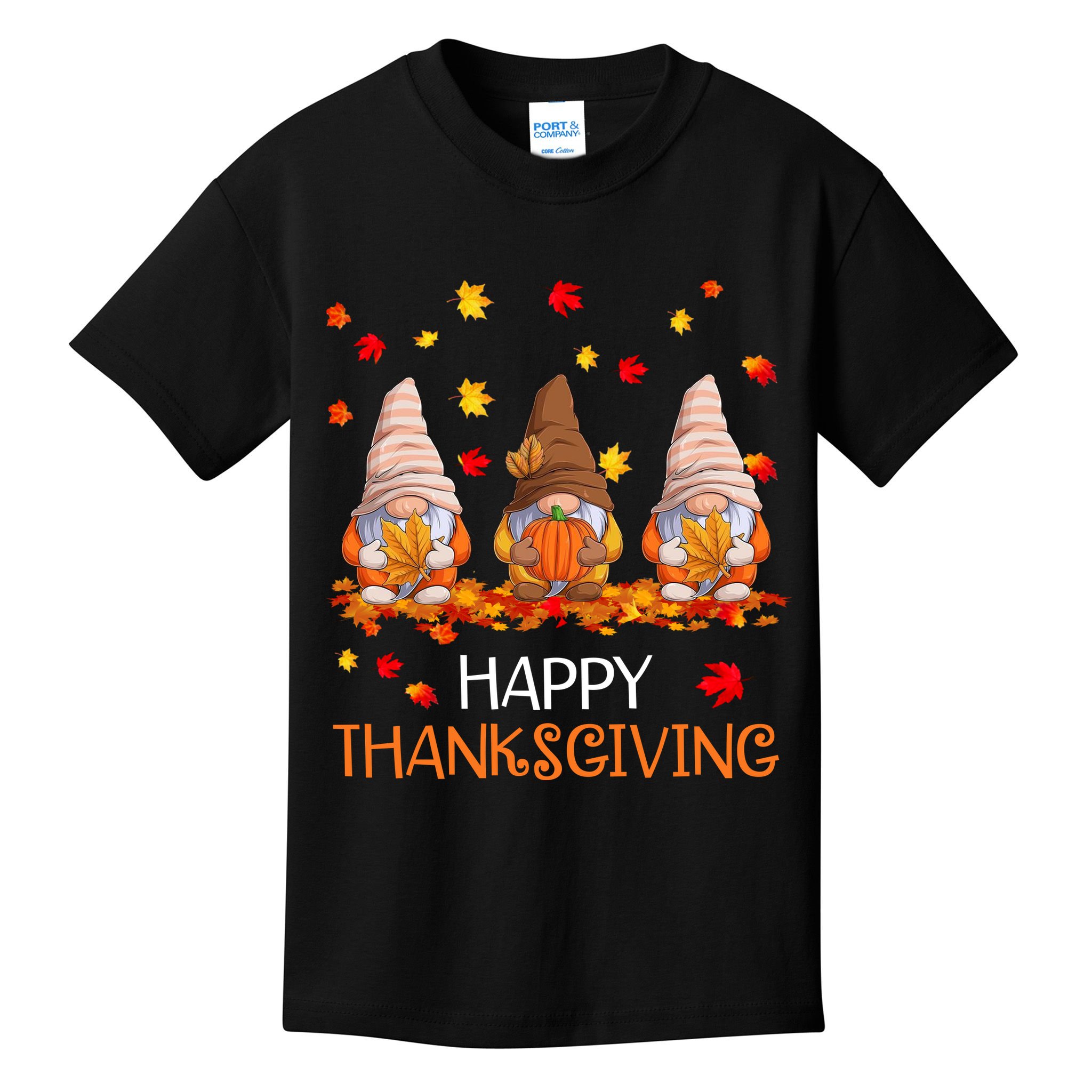 Happy Thanksgiving Autumn Fall Gnomes Kids T-Shirt