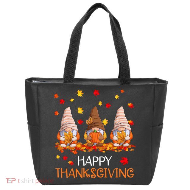 Happy Thanksgiving Autumn Fall Gnomes Zip Tote Bag