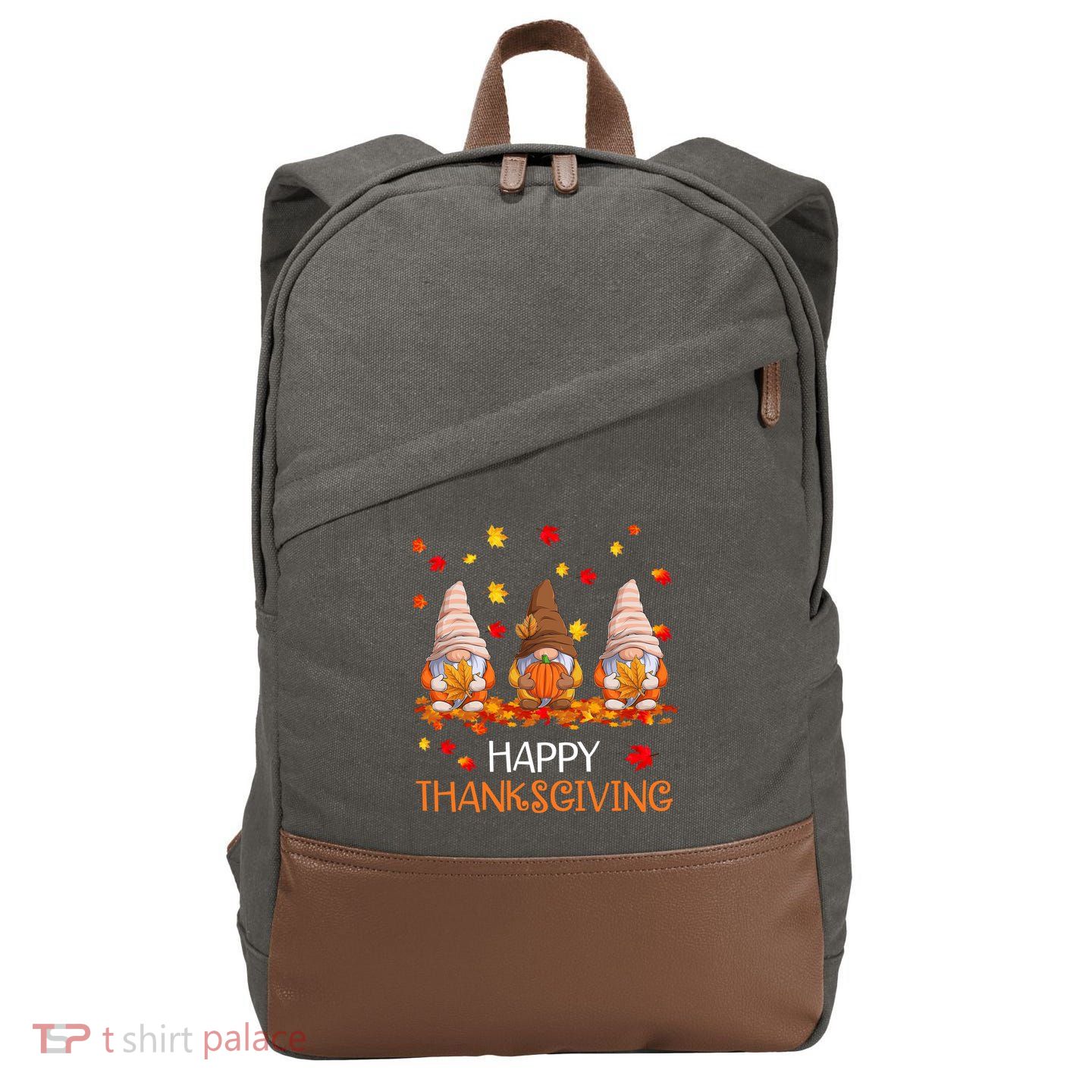 Happy Thanksgiving Autumn Fall Gnomes Cotton Canvas Backpack