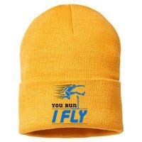 Hurdles Track And Field Hurdler Hurdle Runner You Run I Fly Sustainable Knit Beanie