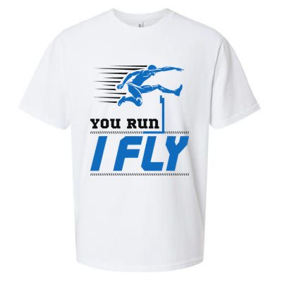 Hurdles Track And Field Hurdler Hurdle Runner You Run I Fly Sueded Cloud Jersey T-Shirt