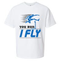 Hurdles Track And Field Hurdler Hurdle Runner You Run I Fly Sueded Cloud Jersey T-Shirt