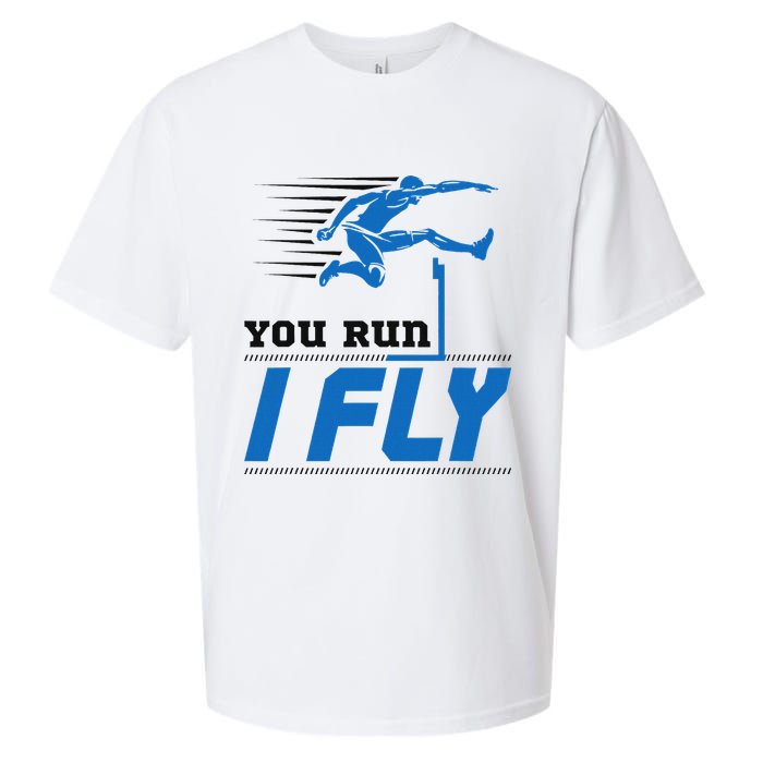 Hurdles Track And Field Hurdler Hurdle Runner You Run I Fly Sueded Cloud Jersey T-Shirt