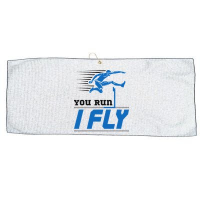Hurdles Track And Field Hurdler Hurdle Runner You Run I Fly Large Microfiber Waffle Golf Towel