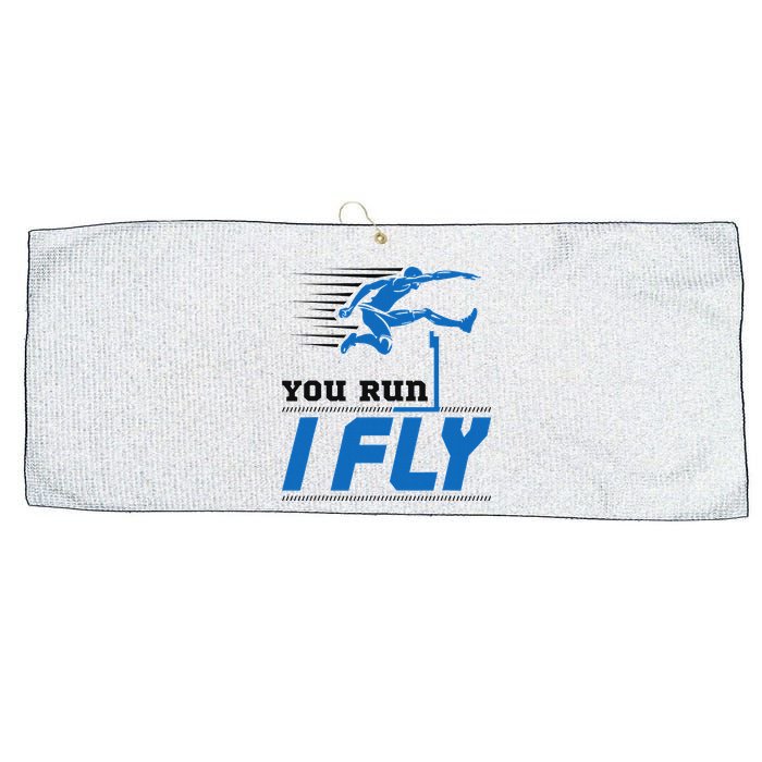 Hurdles Track And Field Hurdler Hurdle Runner You Run I Fly Large Microfiber Waffle Golf Towel