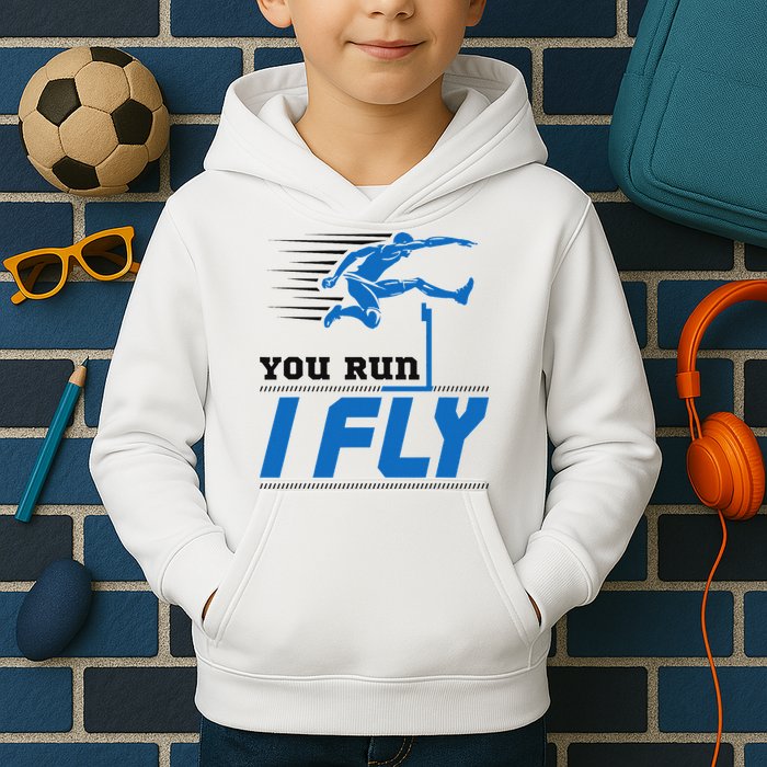 Hurdles Track And Field Hurdler Hurdle Runner You Run I Fly Kids Hoodie