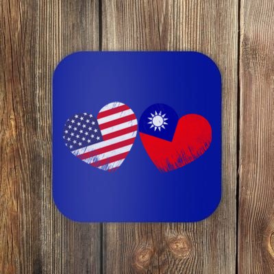 Heart Taiwanese American Flag Patriotic Family Heritage Gift Coaster