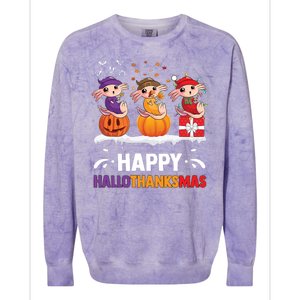 Happy Thanksmas Axolotl Colorblast Crewneck Sweatshirt