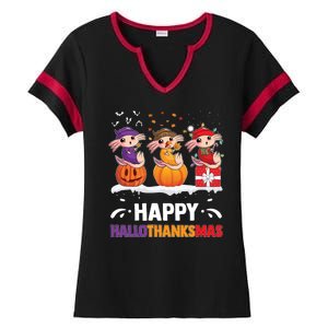 Happy Thanksmas Axolotl Ladies Halftime Notch Neck Tee