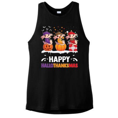 Happy Thanksmas Axolotl Ladies PosiCharge Tri-Blend Wicking Tank