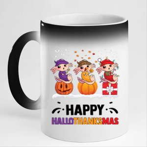 Happy Thanksmas Axolotl 11oz Black Color Changing Mug