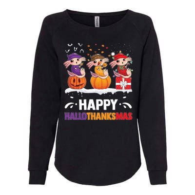 Happy Thanksmas Axolotl Womens California Wash Sweatshirt