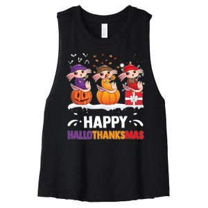 Happy Thanksmas Axolotl Women's Racerback Cropped Tank