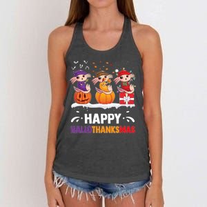 Happy Thanksmas Axolotl Women's Knotted Racerback Tank