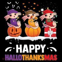 Happy Thanksmas Axolotl Cropped Pullover Crew