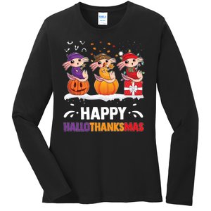 Happy Thanksmas Axolotl Ladies Long Sleeve Shirt