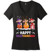 Happy Thanksmas Axolotl Women's V-Neck T-Shirt