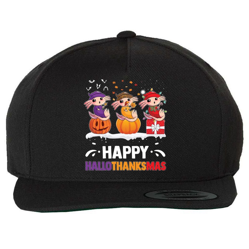 Happy Thanksmas Axolotl Wool Snapback Cap