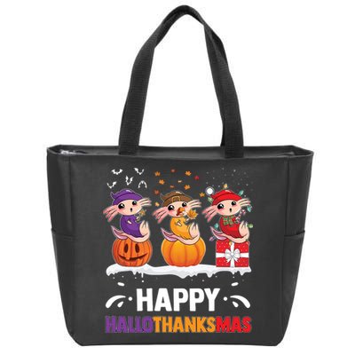 Happy Thanksmas Axolotl Zip Tote Bag