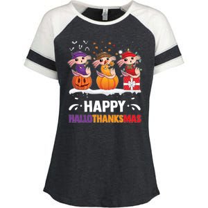 Happy Thanksmas Axolotl Enza Ladies Jersey Colorblock Tee