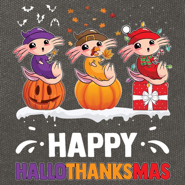Happy Thanksmas Axolotl Cotton Canvas Backpack