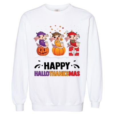 Happy Thanksmas Axolotl Garment-Dyed Sweatshirt