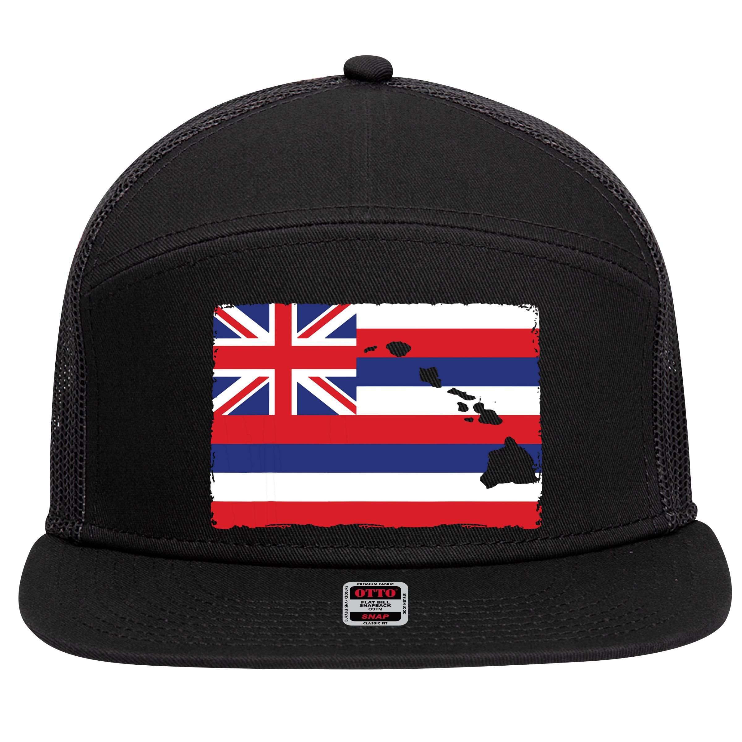 Hawaii The Aloha State Flag By Hawaii Nei All Day 7 Panel Mesh Trucker Snapback Hat