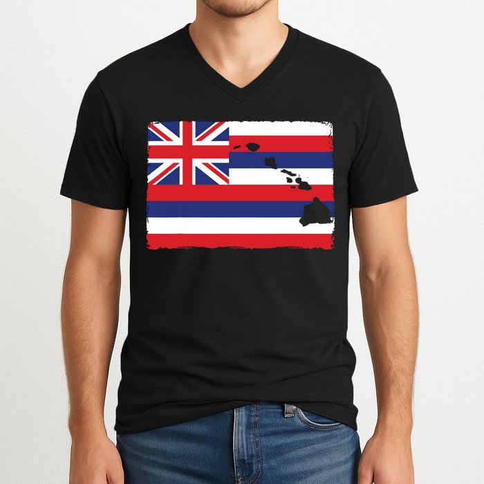 Hawaii The Aloha State Flag By Hawaii Nei All Day V-Neck T-Shirt