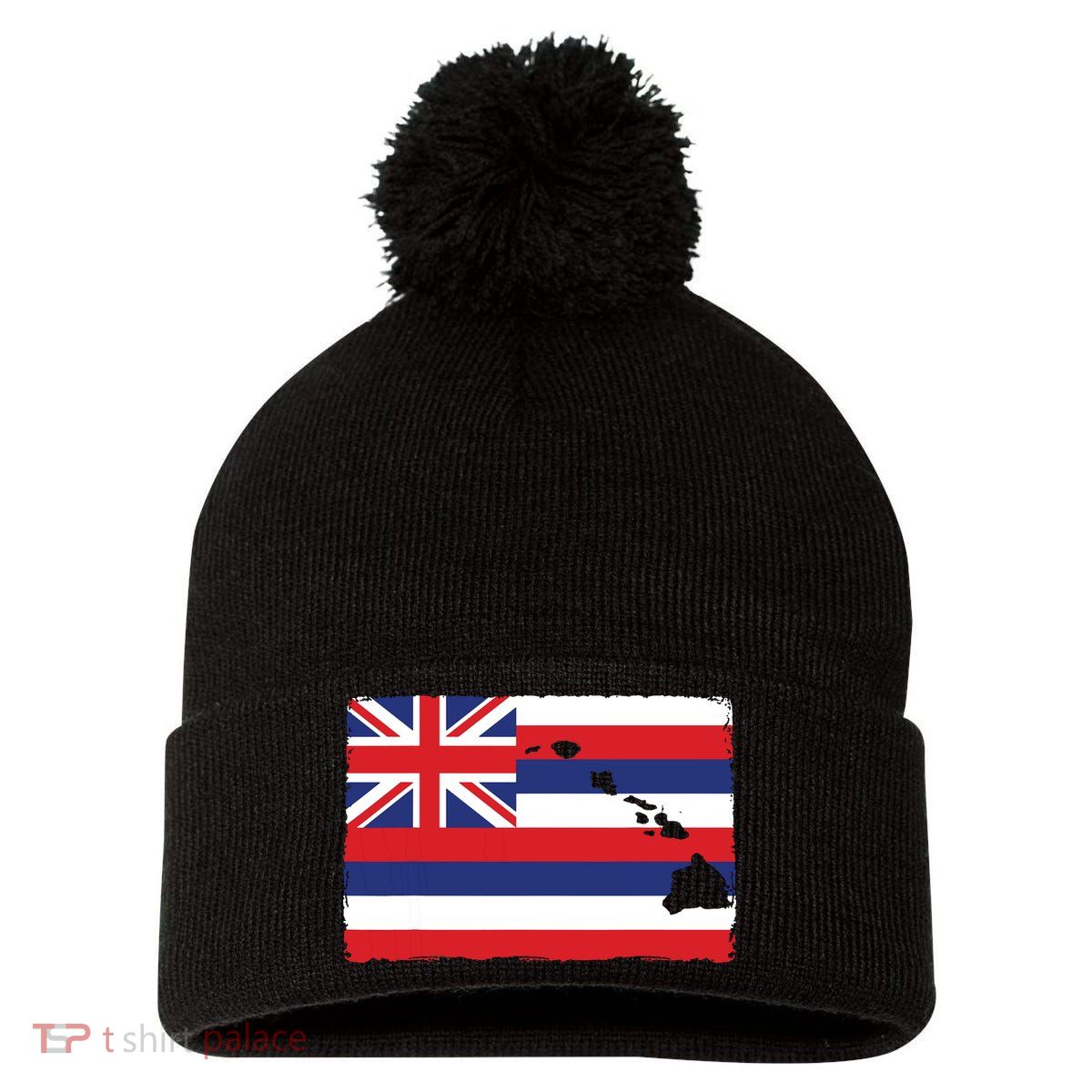 Hawaii The Aloha State Flag By Hawaii Nei All Day Pom Pom 12in Knit Beanie