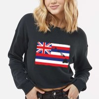 Hawaii The Aloha State Flag By Hawaii Nei All Day Cropped Pullover Crew
