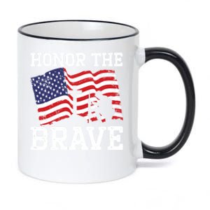 Honor The Brave Veteran Usa Flag American Memorial Day Gift 11oz Black Color Changing Mug