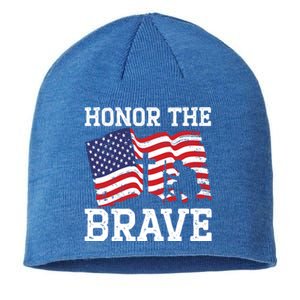 Honor The Brave Veteran Usa Flag American Memorial Day Gift Sustainable Beanie