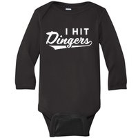 How To Bunt Don't Hit a Dinger Big Hit Baseball Baby Long Sleeve Bodysuit