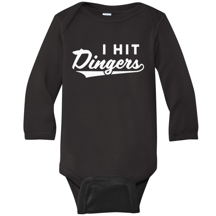 How To Bunt Don't Hit a Dinger Big Hit Baseball Baby Long Sleeve Bodysuit