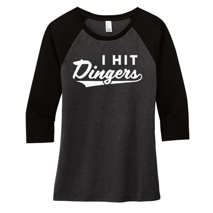 How To Bunt Don't Hit a Dinger Big Hit Baseball Women's Tri-Blend 3/4-Sleeve Raglan Shirt