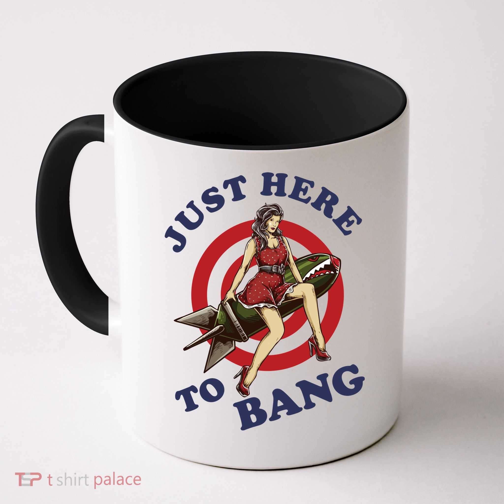 Here To Bang 4th Of July Pin Up Girl Rocket Mug