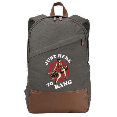 Here To Bang 4th Of July Pin Up Girl Rocket Cotton Canvas Backpack