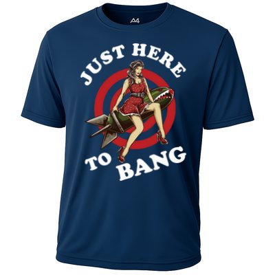 Here To Bang 4th Of July Pin Up Girl Rocket Performance Shirt