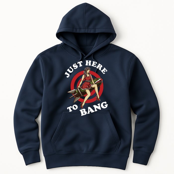 Here To Bang 4th Of July Pin Up Girl Rocket Hoodie